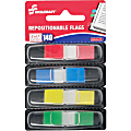 SKILCRAFT® Self-Adhesive Repositionable Color Flags, 1/2" x 1 3/4", 35 Flags Per Dispenser, 4 Dispensers Per Pack, Pack Of 4, Assorted Colors (AbilityOne 7510-01-620-0283)