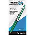 Pilot® Precise™ V7 Liquid Ink Retractable Rollerball Pens, Fine Point, 0.7 mm, Assorted Barrels, Green Ink, Pack Of 12