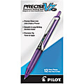 Pilot® Precise™ V7 Liquid Ink Retractable Rollerball Pens, Fine Point, 0.7 mm, Assorted Barrel Colors, Purple Ink, Pack Of 12 Pens