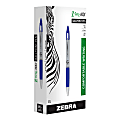 Zebra® Pen Z-Grip® Max Retractable Ballpoint Pens, Pack Of 12, Medium Point, 1.0 mm, Gray/Blue Barrel, Blue Ink