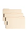 Smead® Manila Reinforced Tab Fastener Folders With Two Fasteners, 1" Expansion, 8 1/2" x 14", Legal, Manila, Box of 50
