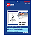Avery® Glossy Permanent Labels With Sure Feed®, 94260-CGF100, Rectangle, 7-3/4" x 3-1/4", Clear, Pack Of 200