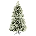 Fraser Hill Farm Flocked Snowy Pine Christmas Tree, 9', With Clear LED String Lighting