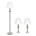 Lalia Home Valletta Metal Lamp Set, White/Gray, Set Of 3 Lamps