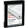 Office Depot® Brand Durable View 3-Ring Binder, 1/2" Round Rings, 49% Recycled, Black