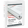 Office Depot® Brand Durable View 3-Ring Binder, 1/2" Round Rings, 49% Recycled, White
