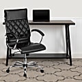Flash Furniture Designer Upholstered LeatherSoft™ Faux Leather High-Back Swivel Chair, Black/Silver