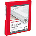 Office Depot® Brand Durable View 3-Ring Binder, 1" Round Rings, 49% Recycled, Red