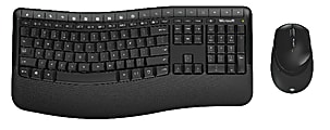 Microsoft® 5050 Wireless Keyboard & Mouse, Contoured/Curved Compact Keyboard, Black, Ambidextrous Laser Mouse, Desktop 5050 1 thumbnail image