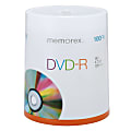Memorex™ DVD-R Recordable Media Spindle, 4.7GB/120 Minutes, Pack Of 100