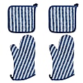 Better Houseware Striped Oven Mitt and Pot Holder Kit, Blue 1 thumbnail image