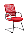 Boss Office Products Mesh Guest Chair, Red/Silver