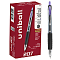 uni-ball® 207™ Retractable Fraud Prevention Gel Pens, Medium Point, 0.7 mm, Black Barrels, Purple Ink, Pack Of 12 1 thumbnail image