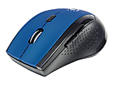 Manhattan Curve Wireless Mouse, Blue/Black, Adjustable DPI (800, 1200 or 1600dpi), 2.4Ghz (up to 10m), USB, Optical, Five Button with Scroll Wheel, USB micro receiver, 2x AAA batteries (included), Low friction base, Three Year Warranty, Blister