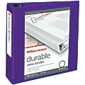Office Depot® Brand Durable View 3-Ring Binder, 3" Round Rings, Purple