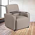 Flash Furniture LeatherSoft™ Faux Leather Contemporary Tablet-Arm Wheeled Guest Chair, Gray
