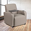 Flash Furniture LeatherSoft Contemporary Tablet-Arm Wheeled Guest Chair, Gray