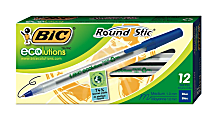 BIC ECOluctions Recycled Stick Medium Point Ballpoint Pens, 12 Blue Ink Pens 1 thumbnail image