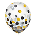 Amscan 12" Confetti Balloons, Black/Gold/Silver, 6 Balloons Per Pack, Set Of 4 Packs