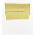 JAM Paper® Booklet Invitation Envelopes, A2, Gummed Seal, Gold/White, Pack Of 25