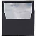 JAM Paper® Foil-Lined Booklet Invitation Envelopes, A7, Gummed Seal, 30% Recycled, Black/Silver, Pack Of 25 1 thumbnail image