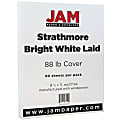JAM Paper® Cover Card Stock, 8 1/2" x 11", 88 Lb, Strathmore Bright White Linen, Pack Of 50 Sheets