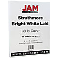 JAM Paper® Card Stock, Strathmore Bright White Linen, Letter (8.5" x 11"), 88 Lb, Pack Of 50