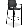 HON® Accommodate Cafe Stool, Fixed Arms, Fabric, Black