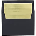 JAM Paper® Booklet Envelopes, A8, Gummed Seal, Black/Gold, Pack Of 25 Envelopes