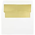 JAM Paper® Foil-Lined Booklet Invitation Envelopes, A6, Gummed Seal, Gold/White, Pack Of 25 1 thumbnail image