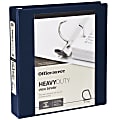 Office Depot® Heavy-Duty View 3-Ring Binder, 1 1/2" D-Rings, 49% Recycled, Navy