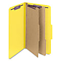 Smead® Classification Folders, Pressboard With SafeSHIELD® Fasteners, 2 Dividers, 2" Expansion, Legal Size, 50% Recycled, Yellow, Box Of 10