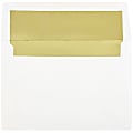 JAM Paper® Booklet Invitation Envelopes, A8, Gummed Seal, Gold/White, Pack Of 25