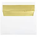 JAM Paper® Foil-Lined Invitation Envelopes, A9, Gummed Seal, Gold/White, Pack Of 25