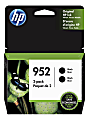 HP 952 Black Ink Cartridges, Pack Of 2, 3YP21AN