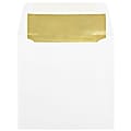 JAM Paper® Foil-Lined Invitation Envelopes, 6" x 6", Gummed Seal, Gold/White, Pack Of 25 1 thumbnail image