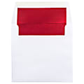 JAM Paper® Foil-Lined Invitation Envelopes, 6" x 6", Gummed Seal, Red/White, Pack Of 25