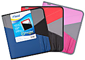 Mead® Zipper 3-Ring Binder With Expanding File, 1 1/2" Round Rings, Assorted Colors