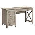 Bush Furniture Key West 54"W Single Pedestal Desk, Washed Gray, Standard Delivery