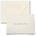 Custom Premium Stationery Folded Note Cards, 5-1/2" x 4-1/4", Simply Feather Deckle, Ecru-Ivory, Box Of 25 Cards