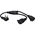 QVS 4-Pack 12 Inches 90degree Flat-Plug OutletSaver AC Power Splitter Adaptor - For UPS, Power Strip - Black - 1 ft Cord Length - NEMA 5-15P / NEMA 5-15R - 4 1 thumbnail image