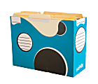 BOXA Hopper Storage Bin With Handle, 12" x 5" x 9", Blue/Black/White, Pack Of 3