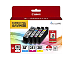 Canon® PGI-280XL Black; 281 Cyan; Magenta; Yellow High-Yield Ink Tanks And Photo Paper, Pack Of 4