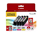 Canon® PGI-280XL Black; 281 Cyan; Magenta; Yellow High-Yield Ink Tanks And Photo Paper, Pack Of 4 1 thumbnail image