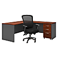 Bush Business Furniture Components 72"W L-Shaped Desk With Mobile File Cabinet And High-Back Multifunction Office Chair, Hansen Cherry/Graphite Gray, Standard Delivery 1 thumbnail image