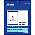 Avery® Permanent Labels With Sure Feed®, 94264-WMP100, Rectangle, 10" x 7-1/2", White, Pack Of 100