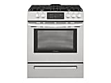 Frigidaire 30'' Front Control Freestanding Gas Range - 30" - Stainless Steel, Matte Black