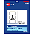 Avery® Permanent Labels With Sure Feed®, 94213-WMP250, Rectangle, 3" x 5", White, Pack Of 750