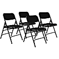 National Public Seating Steel Triple-Brace Folding Chairs, Black, Set Of 4 Chairs