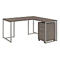 kathy ireland® Office by Bush Business Furniture Method 60"W L Shaped Desk with 30"W Return and Mobile File Cabinet, Cocoa, Premium Installation